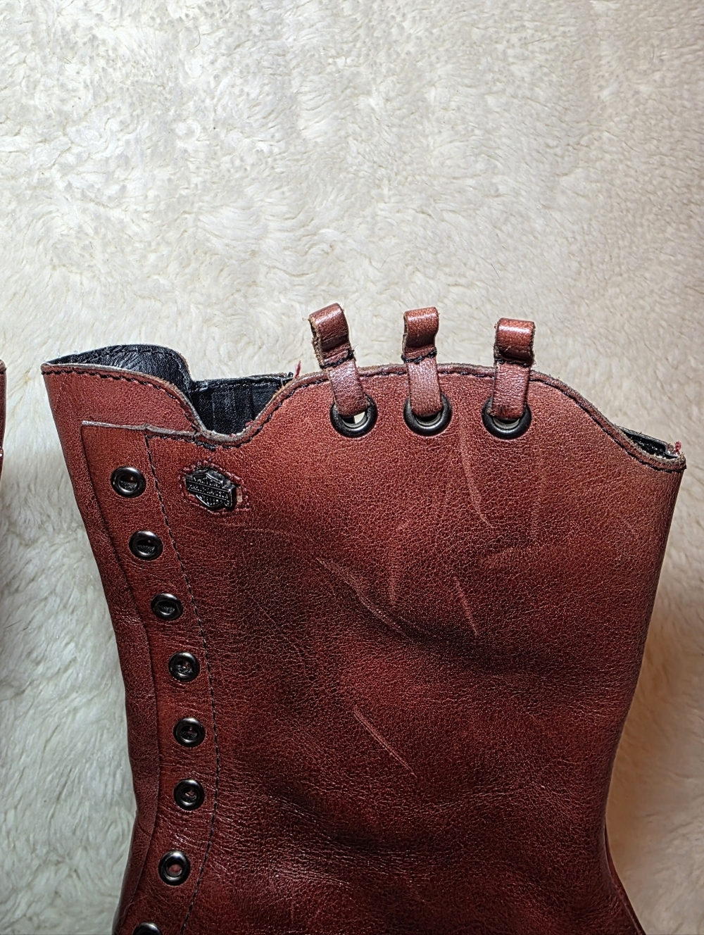 Harley-Davidson Vannis Red Leather Moto Boots - Size 6 - MINT Rare - Picture 9 of 15